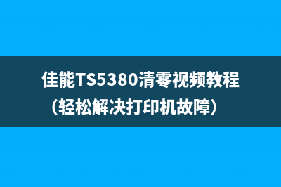 佳能TS5380清零视频教程（轻松解决打印机故障）