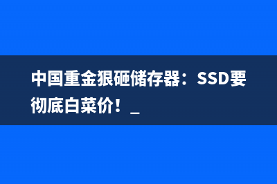 中国重金狠砸储存器：SSD要彻底白菜价！ 