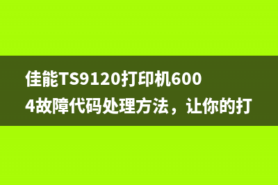 佳能TS9120打印机6004故障代码处理方法，让你的打印机重获新生