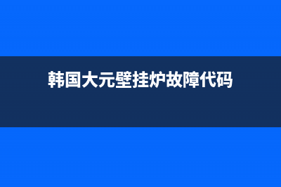 韩国大元壁挂炉故障(大元壁挂锅炉使用说明书)(韩国大元壁挂炉故障代码)