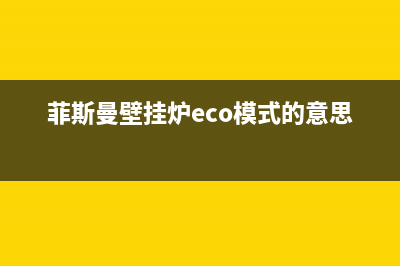 菲斯曼壁挂炉ECO是什么故障(菲斯曼壁挂炉eco模式的意思)