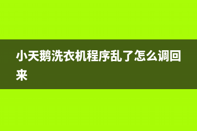 小天鹅洗衣机程序代码E10(小天鹅洗衣机程序乱了怎么调回来)