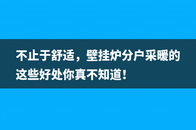 不止于舒适，壁挂炉分户采暖的这些好处你真不知道！