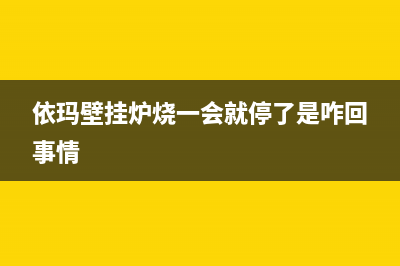 依玛壁挂炉经常缺水怎么解决(依玛壁挂炉烧一会就停了是咋回事情)